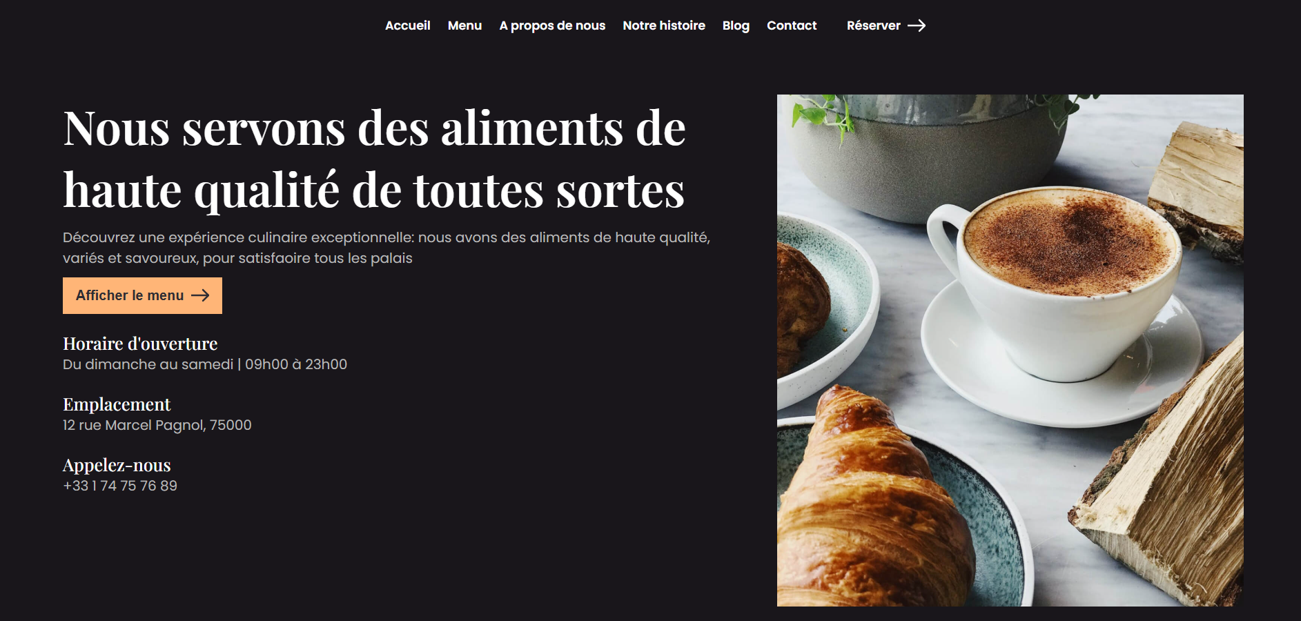 site vitrine restaurant